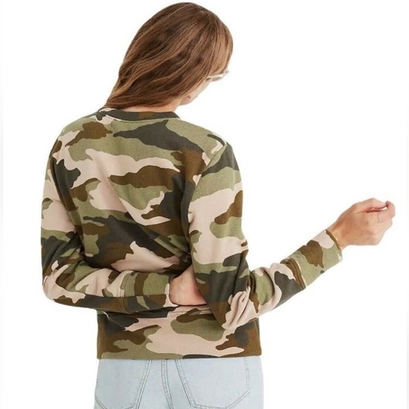 Madewell Miles Green Camo Crew Neck Sweatshirt Sz Small - Picture 8 of 9